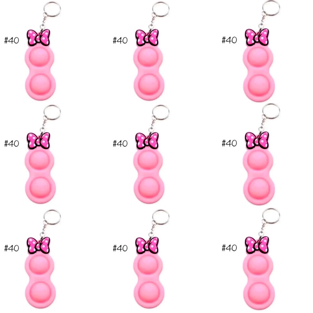 (10) Lot of Minnie Mouse PinkBow Wholesale Simple Dimple Keychain Pop Fidget Toy